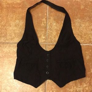 Black Low Cut Halter Vest 2xl